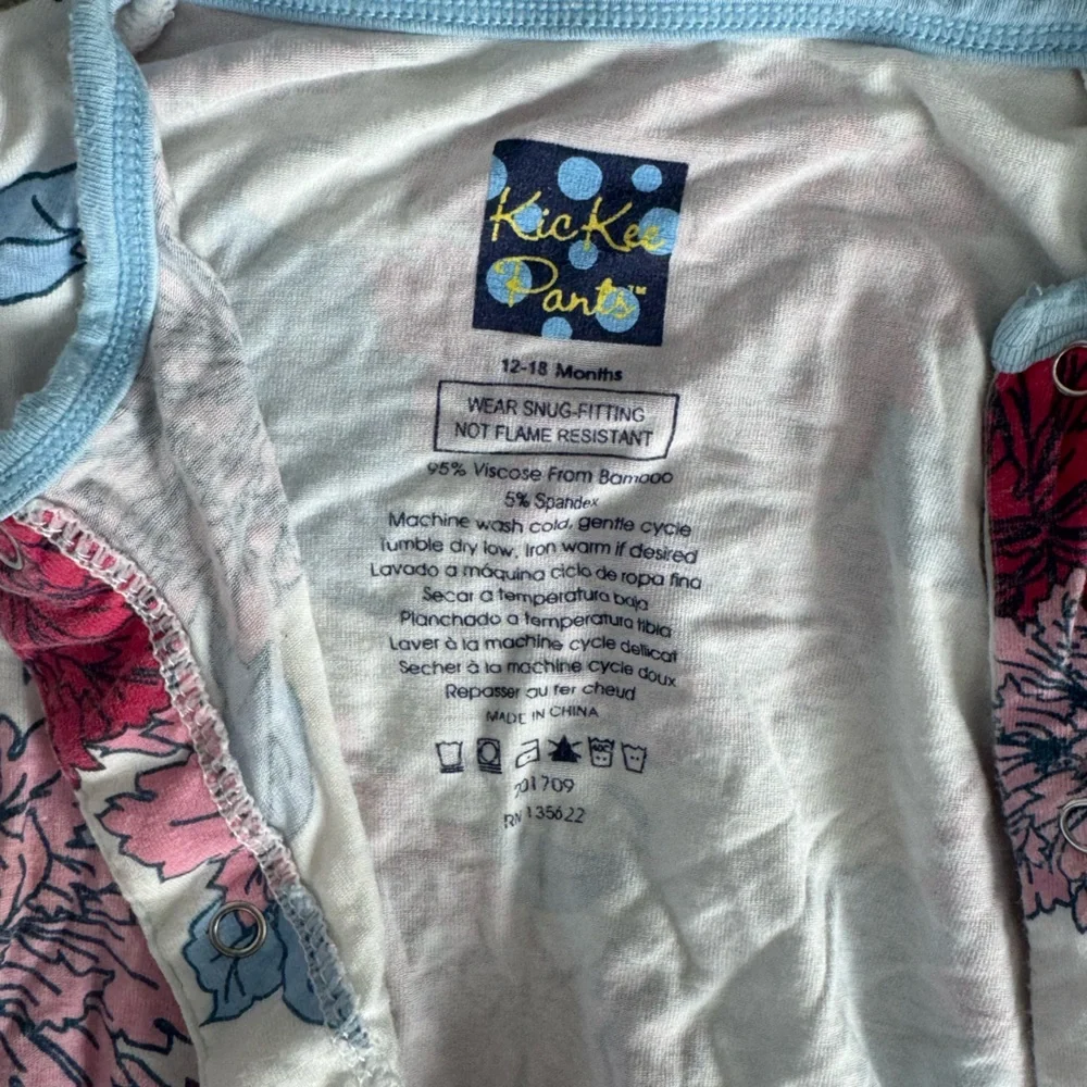 Kickee Pants onesie footless Peony Floral Kids One Piece Pajama snap 12-18